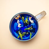 Loose leaf Siam Sapphire tea blend with bold colors and floral aroma